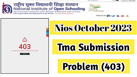 Nios October 2023 Tma Submission Problem 403 Solution Task Is