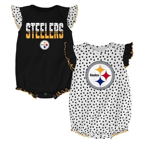 Pittsburgh Steelers Infant Girl Team Color Polka Dot 2 Pack Onesies