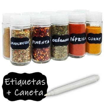 Kit Potes De Vidro Para Tempero Ml Etiqueta E Caneta Giz Sc