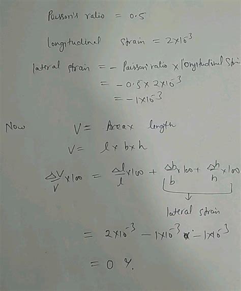 A Material Has Poisson S Ratio Of 0 5 If A Uniform Rod Suffers A