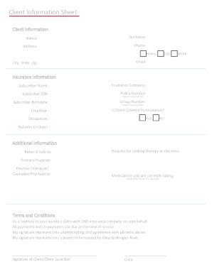 Fillable Online CLIENT INFORMATION FORM Name SSN Date Address Fax