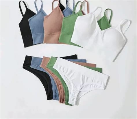 Conjunto Lingerie Algod O Calcinha E Top Canelado Parcelamento Sem Juros