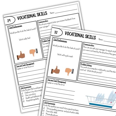 Vocational Skills Worksheets For Special Education Students