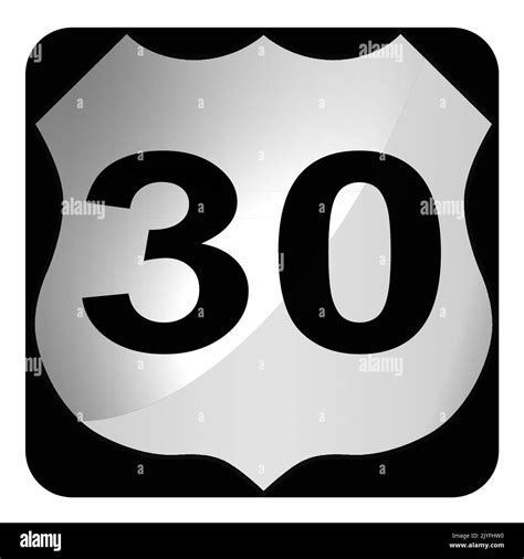 Black And White Road Sign With Us Highway 30 With A White Background