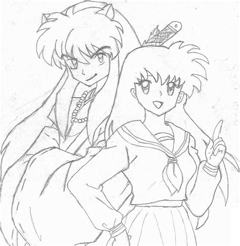 Inuyasha And Kagome Coloring Pages Sketch Coloring Page