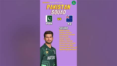 Pakistan Squad For New Zealand Pakistan Vs New Zealand T20 Series