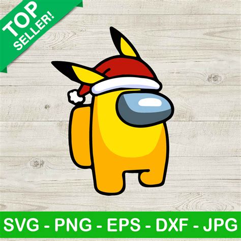 Among Us Pikachu With Santa Hat SVG Among Us Pokemon Christmas SVG