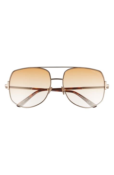 Tom Ford Lennox 62mm Oversize Aviator Sunglasses In Rose Gold Gold At Nordstrom Rack Oversized