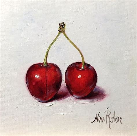 Red Cherries Nina R Aide Fine Kitchen Art Fruit Small Painting Etsy