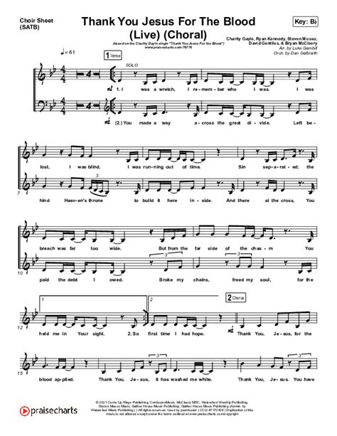 Thank You Jesus For The Blood Choral Anthem Satb Sheet Music Pdf