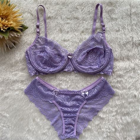 Lingerie de renda Conjunto Calcinha e Soutien Meia Taça Sutiã sem bojo