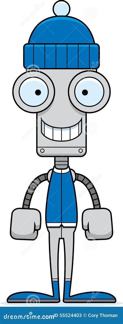 Cartoon Smiling Winter Robot Stock Vector Illustration Of Machine