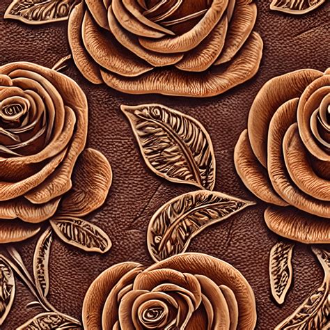 Hyper Detailed Realistic Elegant Tooled Leather Roses And Leaves