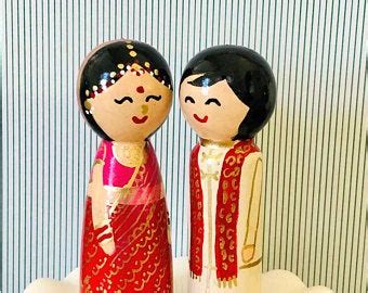 Handmade Peg Dolls Golu Bommai Custom Cake Toppers By Mayaware Doll