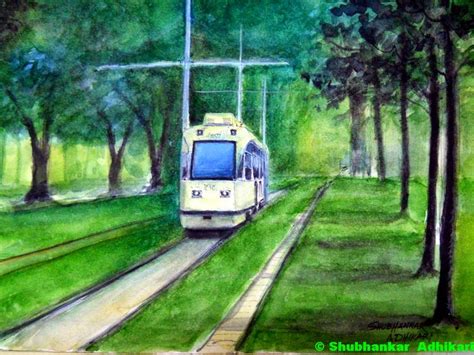 Artworks by Shubhankar Adhikari: Kolkata Cityscape - A city tram ...