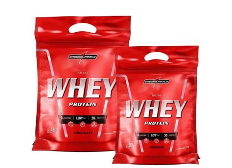 Kit Nutri Whey Protein Chocolate 1800g Refil Nutri Whey Morango