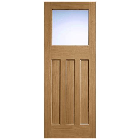 LPD Internal Oak Unfinished DX 30s Style 3P 1L Obscure Glass Door At