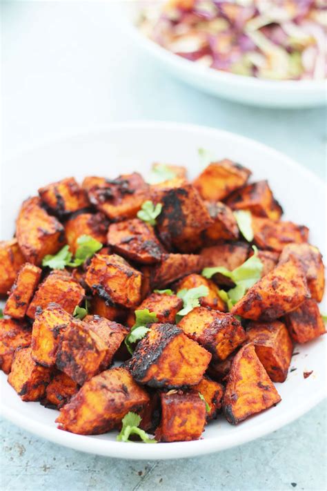 Mexican Roasted Sweet Potato Cubes Vegan Easy Peasy Foodie