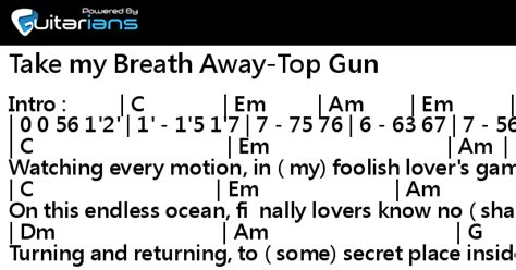 Berlin Take my Breath Away Top Gun 結他譜 Chord譜 吉他譜 曲 Tom Whitlock 詞