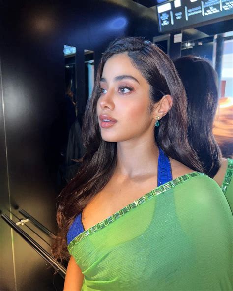 Janhvi Kapoor In Sexy Green Saree And Halter Neck Blouse For Bawaal