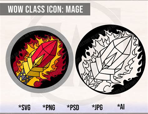 Mage Class Icon Svg Clipart World Of Warcraft Cut File Mage Etsy