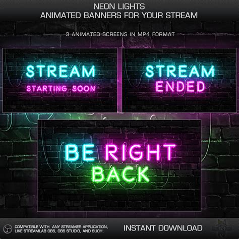 Neon Twitch Banner. Neon Lights Animated Twitch Screens. | Etsy