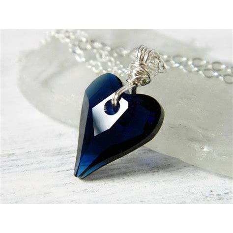 Dark Blue Swarovski Crystal Heart Necklace