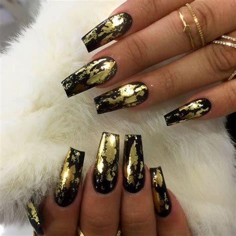 Stunning Gold Foil Nail Designs To Make Your Manicure Shine Black