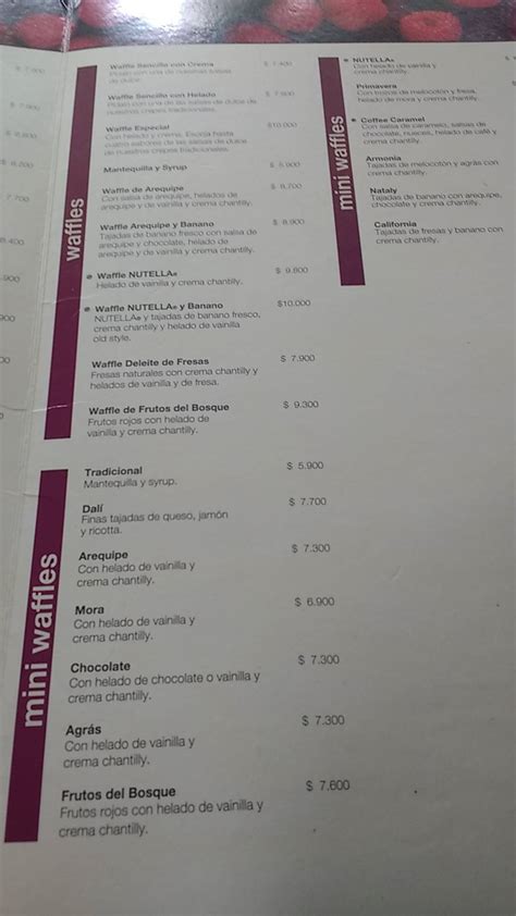 Carta Del Restaurante Crepes Waffles Flora Cali Cl 52 Nte 3BN 06