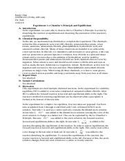 Le Chatelier S Principle And Equilibrium Docx Emily Chen Chem