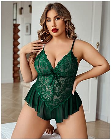 Avidlove Sexy Lingerie For Women Plus Size Bodysuit Black Lace Teddy Babydoll One Piece Chemise