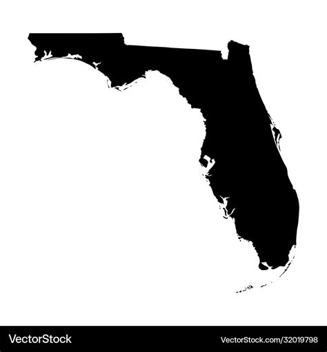 Florida fl state border usa map solid Royalty Free Vector