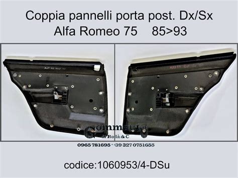 Coppia Pannelli Porta Posteriori Alfa 75 Gommauto Di Roda