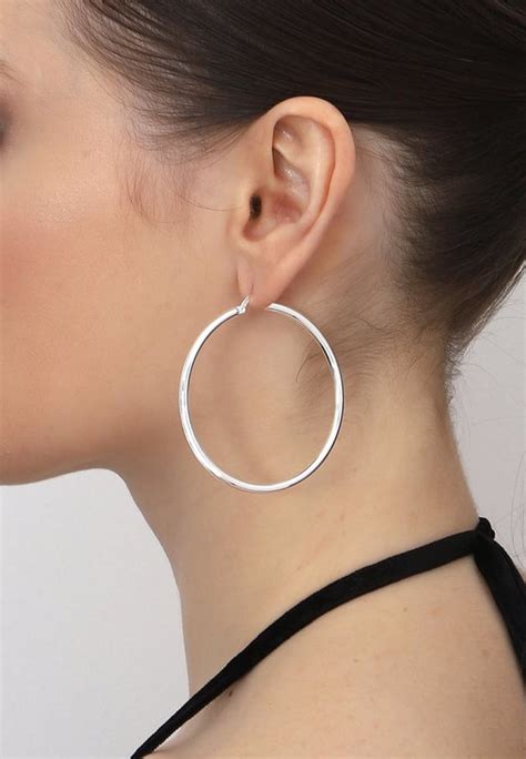 Big Circle Drop Fine Silver Earrings