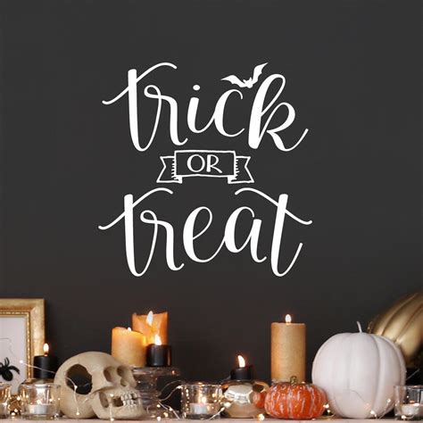 Trick Or Treat Cursive With Outline Ribbon Halloween Wall Etsy