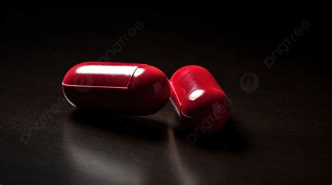 Two Bright Red Pills On Black Background Tylenol Pill Picture