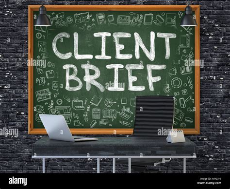 Hand Drawn Client Brief On Office Chalkboard 3d Stock Photo Alamy