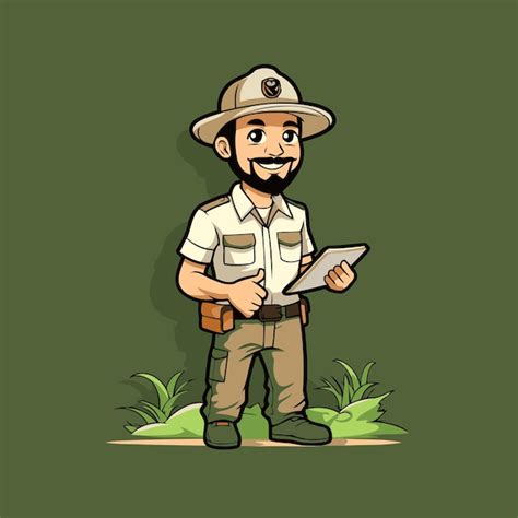 Explorador de safari sonriente Ilustración vectorial de un explorador