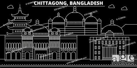 Chittagong Silhouette Skyline Bangladesh Chittagong Vector City