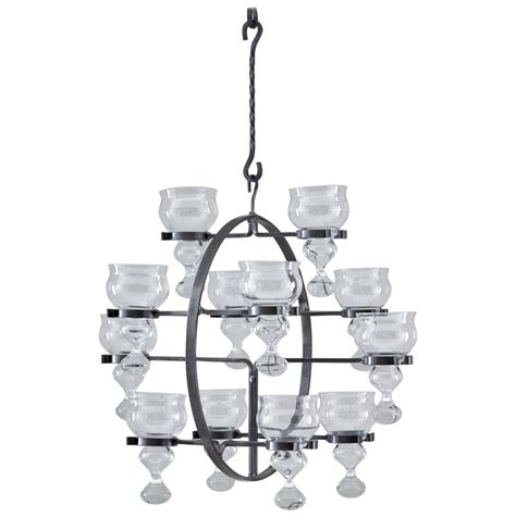 Wrought Iron And Glass Chandelier By Bertil Vallien For Sale At 1stdibs