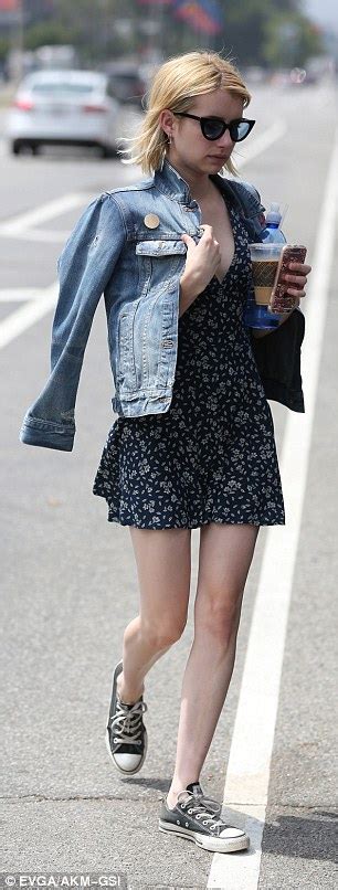 Emma Roberts Stays Cool In A Flirty Blue Floral Print Dress Daily