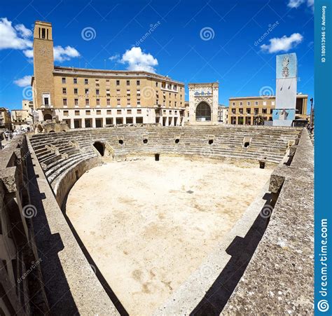 Panoramic View Of The Majestic Roman Amphitheater Of Lecce Built During