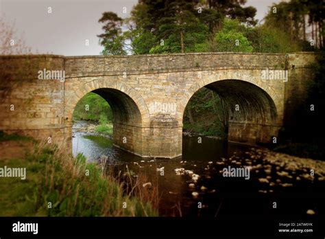 Bridge Over The River Derwent Blanchland Northumberland Stock Photo
