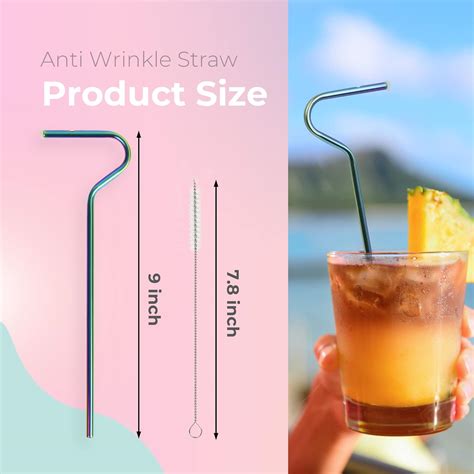 Wrinkle Straw Pcs Reusable Stainless Steel Flute Straw