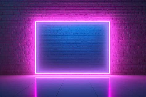 Premium Ai Image A Neon Frame In A Dark Room With A Brick Wall