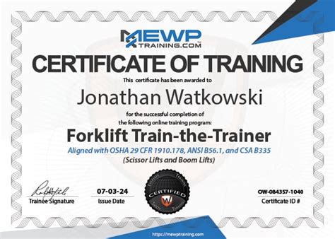 Forklift Training Certificate Template