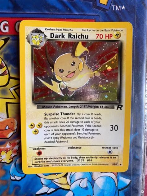 CARTA POKÉMON Dark Raichu Secret Rare 83 82 Holo ENG Team Rocket EUR