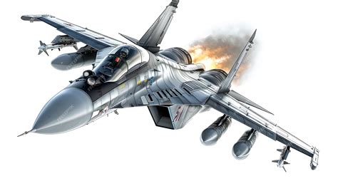 Premium Photo Fighter Jet Illustration Afterburner Sukhoi Fighter Jet