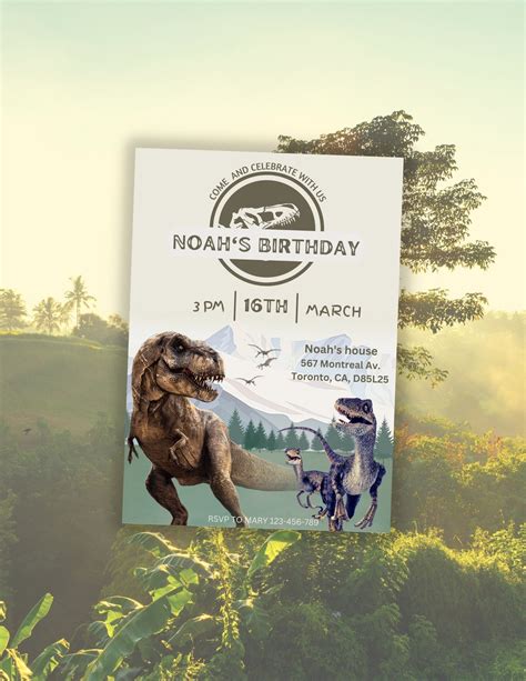 Jurassic World Birthday Invitation Template Dinosaur Birthday