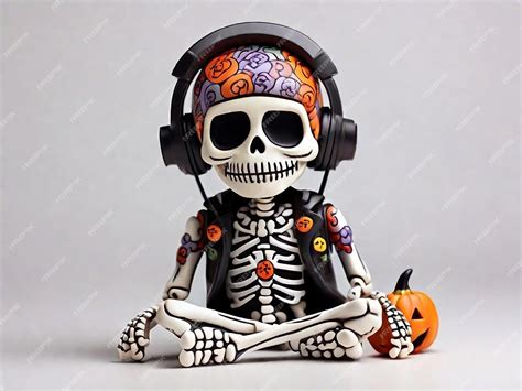 Premium Photo Groovy Skeleton White Background Illustration